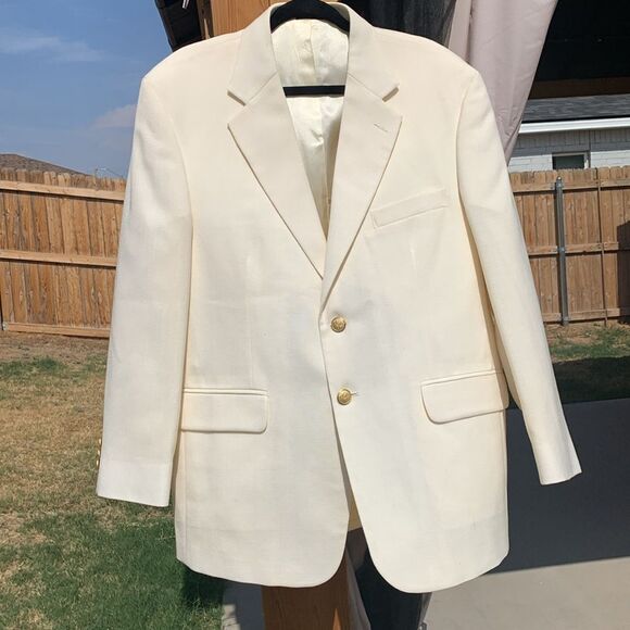 Take 50% OFF- Stafford Men’s Classic Cream Blazer, Size-42S - Picture 1 of 16